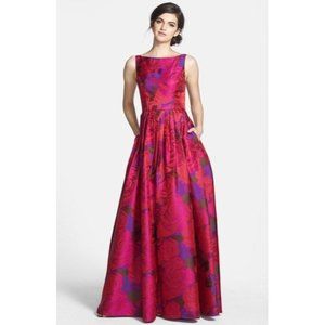 Adriana Papell Womens 14 Pink Floral Sleeveless Ja